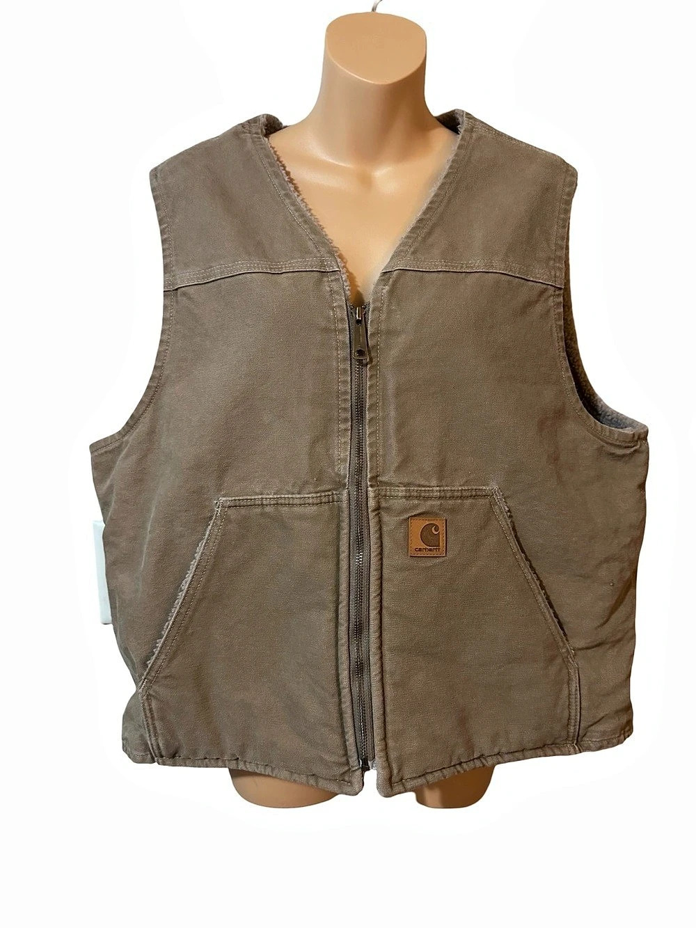 Vintage Y2K Carhartt Duck Vest Sherpa Lined in Brown Size Large Men’s